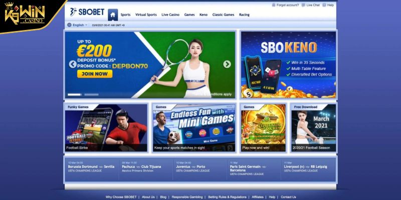Sbobet K9WIN Thế Giới Cá Cược Thể Thao Trực Tuyến Hàng Đầu 4 Thiết kế giao diện hiện đại của nền tảng Sbobet